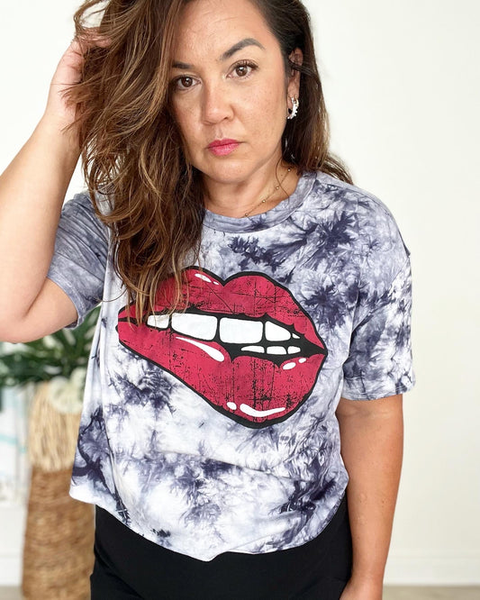 Secret Society Exclusive Red Lips Tie Dye Graphic tee