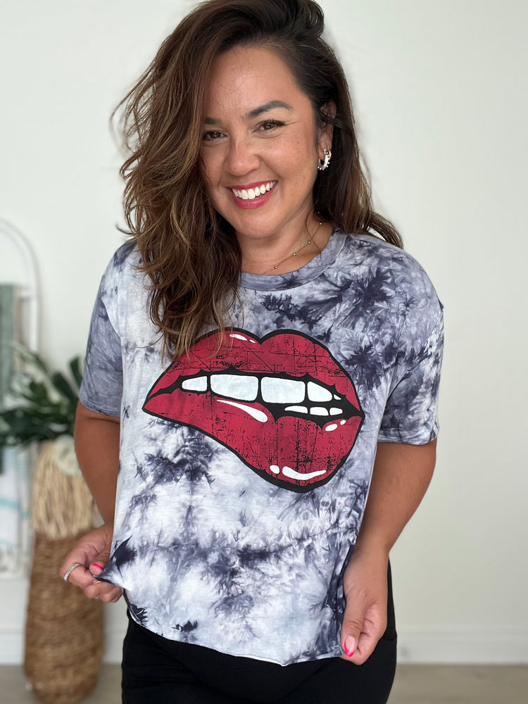 Secret Society Exclusive Red Lips Tie Dye Graphic tee