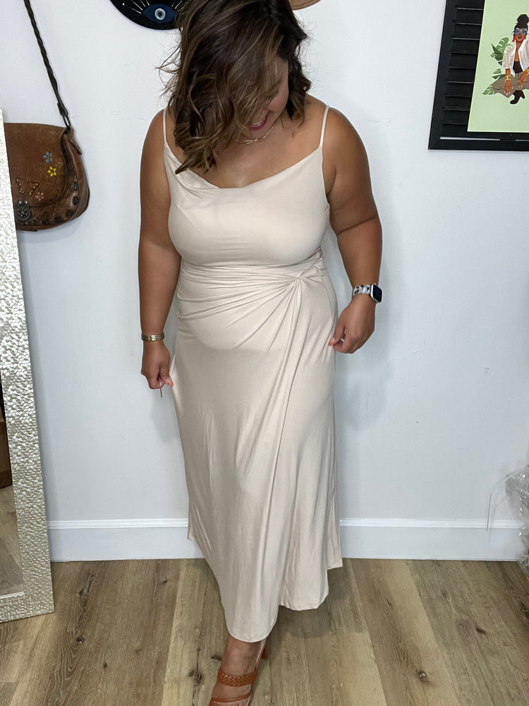 The Softest Cowl Neck Maxi Dress - Taupe